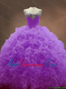 Exclusive Sweetheart Lilac Quinceanera Dresses with Beading and Ruffles for 2016