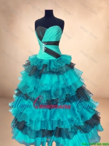 Fashionable 2016 Organza Sweet 16 Gowns with Ruffled Layers