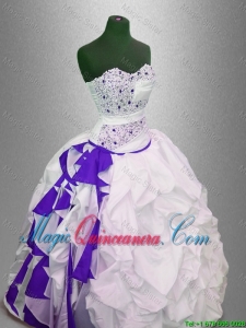 Fashionable Beaded and Pick Ups Quinceanera Gowns in Multi Color for 2016