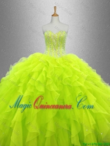 Yellow Green Beautiful Quinceanera Dresses with Ruffles for 2016