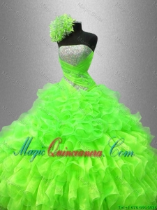 2016 Best Selling Strapless Quinceanera Gowns in Spring Green