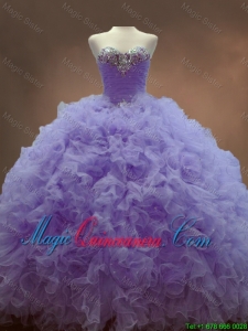 2016 Classical Beaded Sweetheart Lavender Sweet 16 Gowns with Ball Gowns