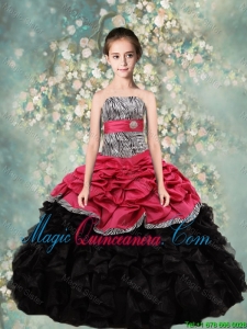 2015 Winter Lovely Strapless Mini Quinceanera Dresses with Zebra and Ruffles