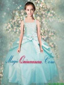 2015 Winter Popular Straps Beaded Mini Quinceanera Dresses in Aqua Blue