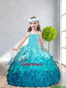 2015 Winter Popular Straps Little Girl Pageant Dresses with Beading and Ruffles