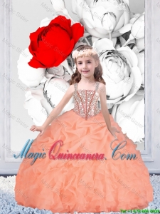 2015 Winter Pretty Straps Organza Mini Quinceanera Dresses with Beading