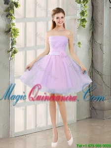 Custom Made A Line Strapless Ruching Dama Dresses with Belt