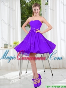 2016 Fall A Line Sweetheart Dama Dress in Purple