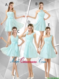 Beautiful A Line Ruched Dama Dresses in Light Blue