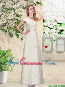 Elegant Champagne One Shoulder Dama Dresses with Appliques