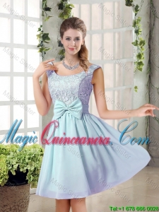 A Line Straps Bowknot Short Dama Dresses with Bowknot