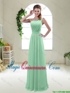 Classical Apple Green One Shoulder Dama Dresses with Zipper up