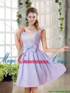2015 Fall A Line Straps Lace Dama Dresses in Lavender