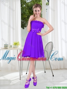 2016 Fall Popular A Line Strapless Dama Dress with Bowknot