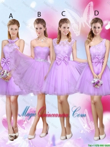 Sophisticated A Line Lavender Dama Dresses with Lace and Bowknot