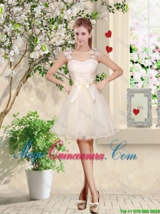 Suitable Straps Appliques and Belt Dama Dresses with Lace Up