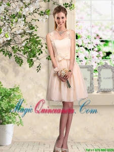 Beautiful Champagne Straps Dama Dresses with Bowknot