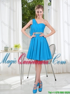 Affordable Short One Shoulder Dama Dress with Beading