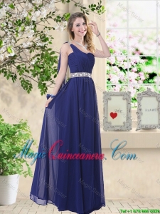 Comfortable One Shoulder Dama Dresses in Navy Blue