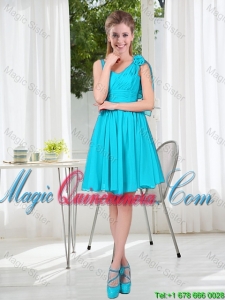 Short Straps Custom Made Dama Dress in Aqua Blue