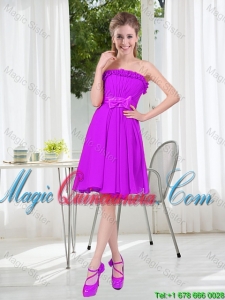 A Line Strapless Bowknot Short Dama Dresses