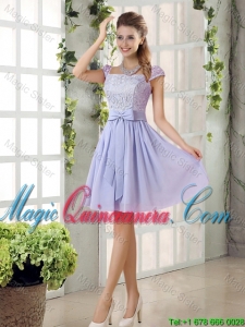 Custom Made A Line Square Bowknot Dama Dresses for 2016