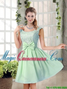 Elegant A Line Straps Lace Dama Dresses with Bowknot