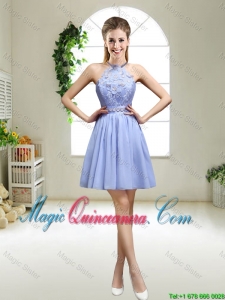 Pretty Lavender Halter Top Dama Dresses with Appliques for 2016