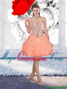 Beautiful Straps Beaded Dama Dresses with Mini Length in Orange