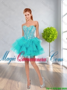 Latest Ball Gown Sweetheart Beaded Dama Dresses in Multi Color