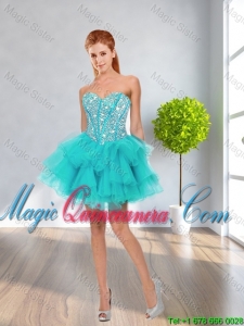 Latest Ball Gown Sweetheart Beaded Dama Dresses in Multi Color