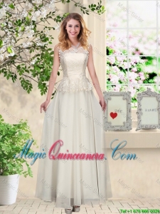 Perfect Champagne Dama Dresses with Appliques and Lace