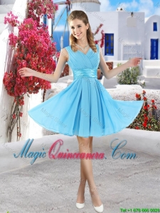 Popular Mini Length 2016 Dama Dresses in Aqua Blue