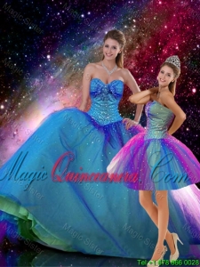 Romantic Ball Gown Sweetheart Beaded Detachable Quinceanera Dresses in Multi Color