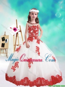 Lovely Beaded and Appliques Little Girl Pageant Dresses in White and Red