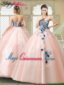 Perfect Strapless Sweet 16 Gowns with Appliques and Embroidery