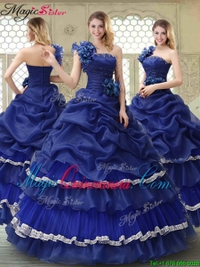 Elegant 2016 Ruffled Layers One Shoulder Quinceanera Dresses