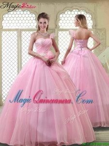 Lovely Rose Pink Quinceanera Dresses with One Shoulder