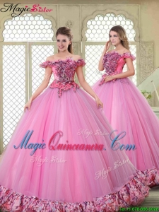 New Style Off the Shoulder Quinceanera Gowns in Multi Color