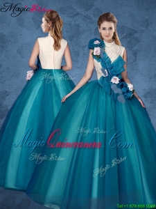 Cheap Hand Made Flowers Sweet 16 Dresses with High Neck