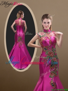 2016 New Style Mermaid Brush Train Mother of the Bride Dresses with Appliques and Beading