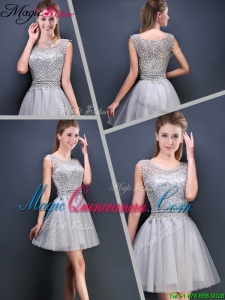 Perfect Mini Length Scoop Dama Dresses with Appliques