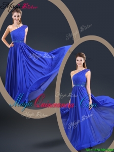 Cheap 2016 One Shoulder Blue Mother of the Bride Dresses with Belt