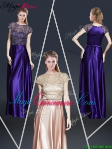Empire Bateau Mother of the Bride Dresses with Appliques and Belt