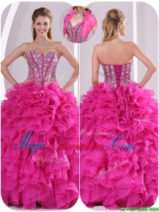 Popular Ruffles and Beading Quinceanera Dresses in Fuchsia