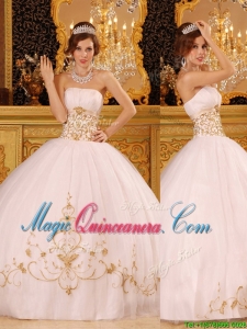 Beautiful White Strapless Quinceanera Dresses with Appliques