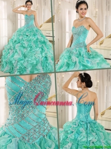 Brand New Apple Green Quinceanera Dresses with Beading and Ruffles