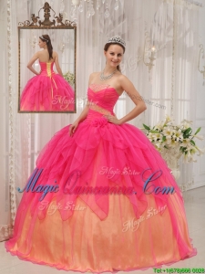 Classical Hot Pink Strapless Quinceanera Dresses with Beading