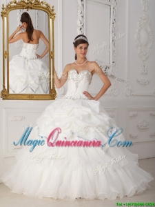 Exclusive Beading Sweetheart Quinceanera Gowns in White