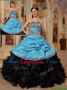 New Style Blue and Black Ball Gown Strapless Quinceanera Dresses